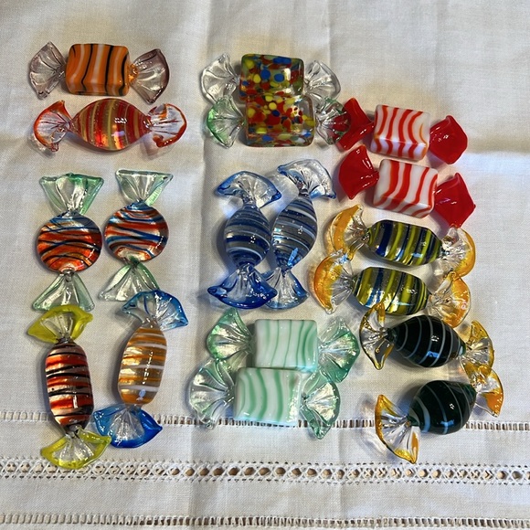 18 Murano Style Art Glass Blown Glass Twisted Wrapped Candy Pieces Toffee Pieces - Picture 1 of 4